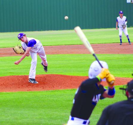 Alt Text for ImageFor a couple of innings, Marble Falls junior pitcher Brenton Liscum shows his ability to command the strike zone and make batters uncomfortable at the plate.  Jennifer Fierro/TexasChalkTalk.com