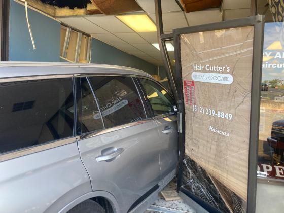 The storefront of a Marble Falls business was destroyed Nov. 20, after a motorists crashed into the salon. Barbara Rosenberger/The Highlander