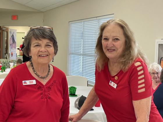 BCRW members Carleen Kaurin and Brenda Miles took time out for a photo at the Burnet County Republican Women meeting in March.