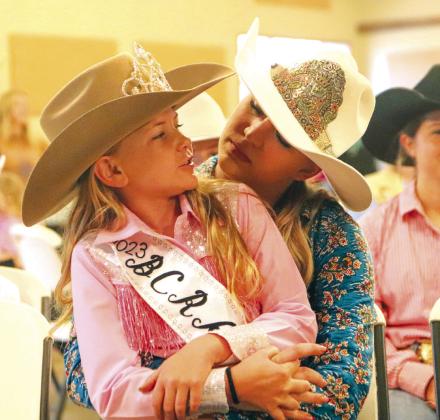 Photos by Martelle Luedecke/ Luedecke Photography Emma McCurry and Trinity Frazier built a strong relationship representing Burnet County Rodeo Royalty as seen Saturday, May 4, at the Burnet County Rodeo Association 2024 Scholarship Pageant.