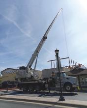 Heavy equipment was in place March 18 to assist a planned art gallery space with it's second story construction in downtown Marble Falls. Traffic flow, in the 100 block of Main Street, was temporarily impeded as the work got underway.