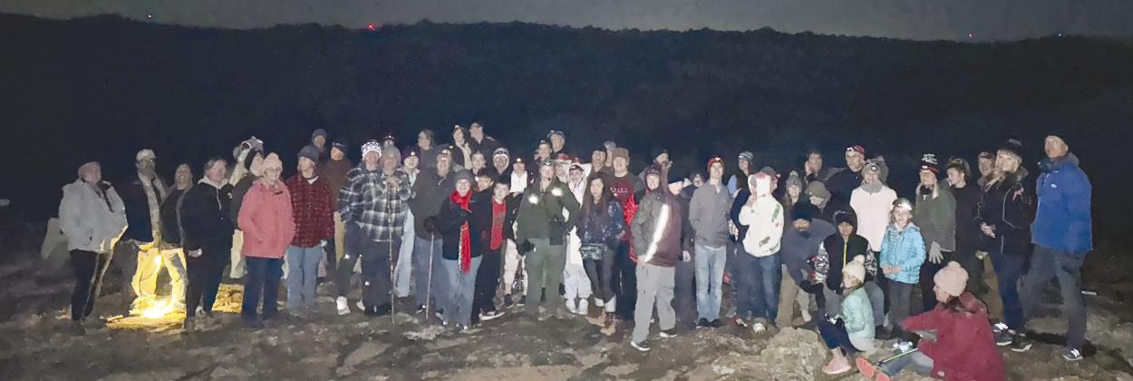 Sixty-one hardy enthusiasts greeted the new year by hiking into 2024 during a 0.7-mile midnight walk led by Inks Lake State Park Interpreter Jamie Langham. Jamie Langham/TPWD
