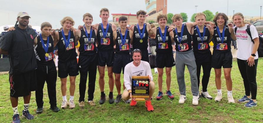 The Faith Academy of Marble Falls boys track team earned State gold on April 30 and May 1. The team won several events led by the seniors. Contributed/Steve McCannon