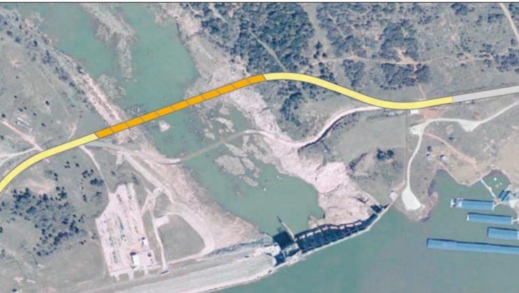 A Texas Department of Transportation feasibility study from 2005 discussed the possibility of a new bridge crossing over the Colorado River near Wirtz Dam, including one possible suggested route as outlined in the photo, which would link together Wirtz Dam Road north and south of the river. This week, the Burnet County Commissioners Court signed a contract with KC Engineering to perform planning, surveying and engineering services to design the long-discussed crossing. Contributed/TxDOT