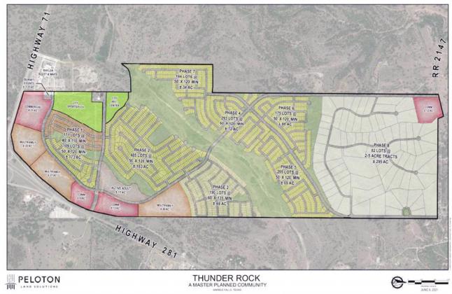 There are more than 2,000 new homes coming to Marble Falls in the new Thunder Rock development. The project is led by Dallas-based Centurion American; the builders for phase one have been announced. Contributed
