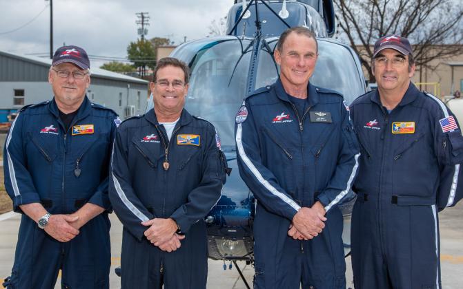 Air Evac flight personnel includes, from left: pilots Arnie Lindley, Mike Hassel, Rick Neely and Scott Thomas. Contributed