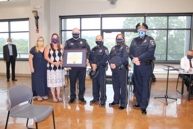 Marble Falls Police Department administrative staff members attended July 7 to accept the certificate.