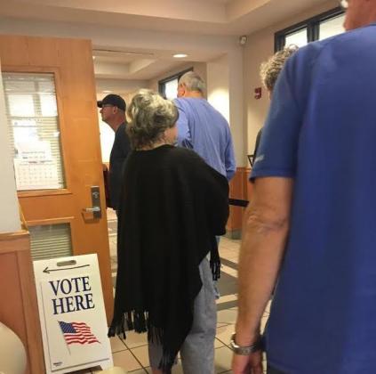 Unlike in elections past - pictured here at the Marble Falls courthouse annex - voters will practice 'social distancing' for the Nov. 3 general election to help minimize the spread of the coronavirus. The state also granted voters an additional four days of early voting, Tuesday, Oct. 13 and continuing through Friday, Oct. 30. File photo
