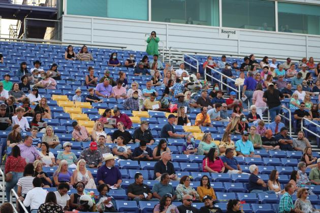 Mustang football fans can expect this year's home fan section to look similar to the 2020 graduation ceremony, pictured here, in which families and groups were separated and seating was limited. Nathan Hendrix/The Highlander 