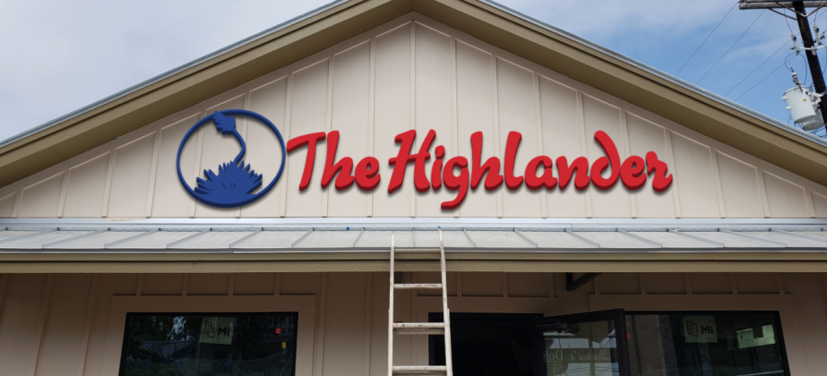Preparations are underway to install The Highlander's iconic signage, 905 Third St., seen here in a rendering. Resident and visitors in downtown Marble Falls will soon be able to see the recognizable logo, designed during the newspaper's inception in 1959, on the building in the next few days.