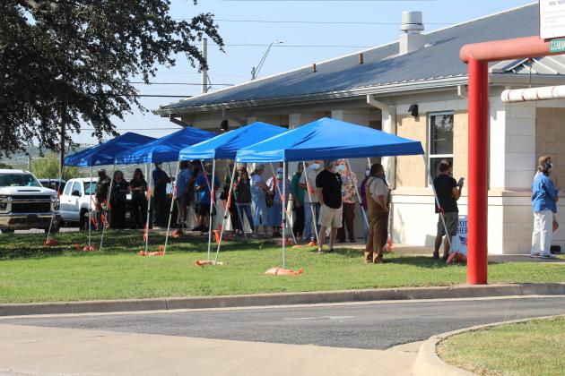 On day two of early voting in Marble Falls, residents navigated lines before entering the courthouse annex to cast their ballots. Connie Swinney/The Highlander