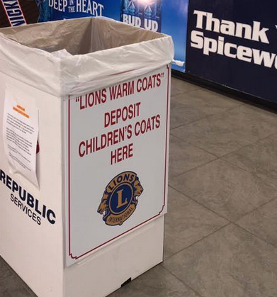 The Lions Club has launched their Warm Coats for Kids drive with collection sites including Spicewood General Store (seen here) and the Meadowlakes entry gate. Contributed