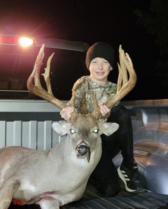 Gavin Oakley, 11, of Burnet, brought down this 16-point buck (only 11 scorable) on Sunday, Nov. 1, during opening Youth Weekend at his family place in Burnet County. The buck was 125 pounds dressed. Gavin is the son of George and Tammye Oakley. The general deer season runs from Nov. 7 through Jan. 3, 2021 in the North Zone and Jan. 17, 2021 in the South Zone. A special youth-only gun deer season is set for Oct. 31 and Nov. 1 and Jan. 4 through 17, 2021.Contributed