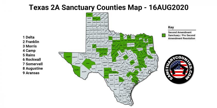 The Second Amendment Sanctuary City movement has made its way across Texas. The dark grey areas show counties to adopt the tenets. Two nearby counties which have passed resolutions are McCullough, where Brady is the county seat, and Coryell where Gatesville is the county seat. Contributed map