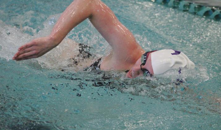 Marble Falls High School swimmer Landry Stewart (seen here in January 2020) is one of two Lady Mustangs who have qualified for the Regional swim meet. 