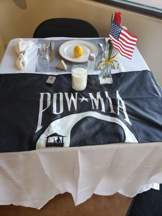 The 2021 banquet featured a POW-MIA remembrance table. 