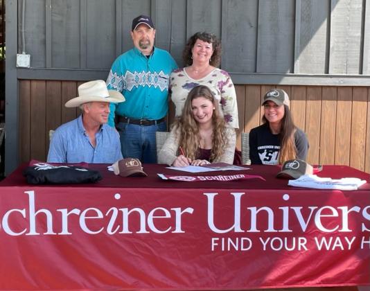 Marble Falls High School senior Jessica Pado signed with Schreiner University on Friday, April 23 to be a member of the school’s equestrian team. Jessica has shown Arabian horses since she was five years old.