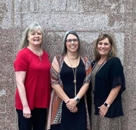 The newly-appointed Burnet County magistrate, Tamara Tinney, is pictured here (center) with Pct. 1 JP Roxanne Nelson (left) and Pct. 2 Lisa Whitehead. Contributed