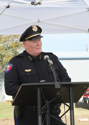 Marble Falls Police Chief spoke at the groundbreaking of the new public safety facility, 606 Avenue N, in 2016. File photo