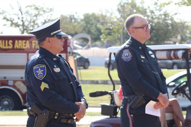 Pictured from left: Marble Falls Police Capt. Aaron Garcia and Horseshoe Bay Police Assistant Chief Jason Graham