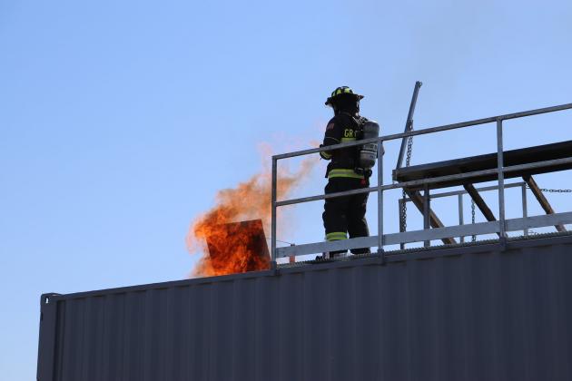 A Granite Shoals firefighter participated in training with fellow firemen and several area agencies in the spring of 2021. 