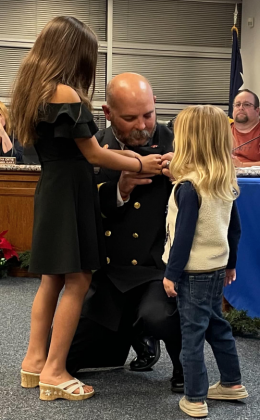 Tim Campbell was officially pinned Dec. 14 as chief of the Granite Shoals Fire Department.