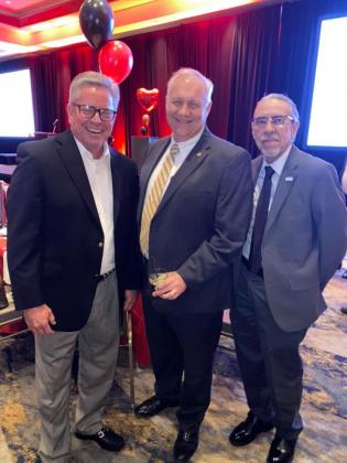 Texas Housing Foundation President Mark Mayfield, Marble Falls City Manager Mike Hodge and Marble Falls City Councilman Rene Rosales were among attendees Feb. 17 at the 2022 chamber banquet at Horseshoe Bay Resort.