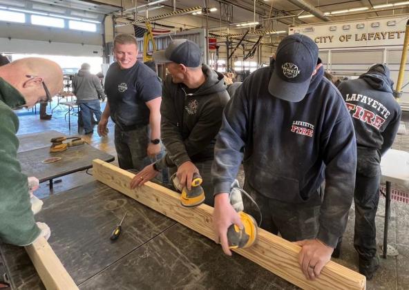 Pictured here is a Colorado fire agency participating in the Sleep in Heavenly Peace project. Coordinators of the nonprofit are working with local groups including Marble Falls High School student on Saturday, Feb. 26 to build 50 beds for children in the Highland Lakes. Contributed/Sleep in Heavenly Peace