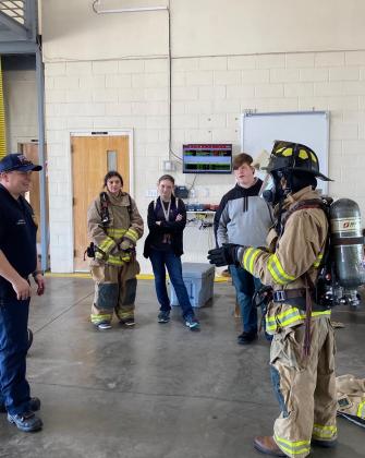 A handful of students spent most of the day with firefighters in Marble Falls for the Rotary Club Career Day program. 