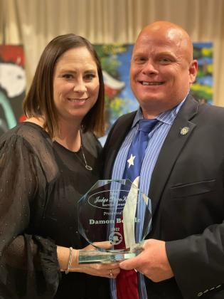 Burnet County Commissioner Damon Beierle (pictured here with wife Monica) earned the first David Kithil Service Award at the event at the Cedar Skies venue at Log Country Cove. Find more photos in the Tuesday, March 15 issue of The Highlander