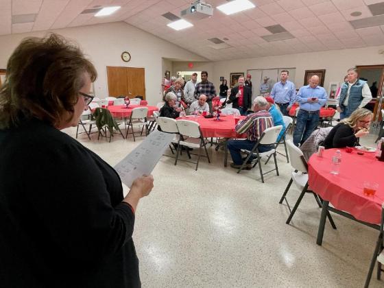 Burnet County Republican Chairwoman Kara Chasteen keeps attendees of the GOP Election Watch Party updated on the outcome of the primary election. Photo courtesy Burnet County Judge James Oakley