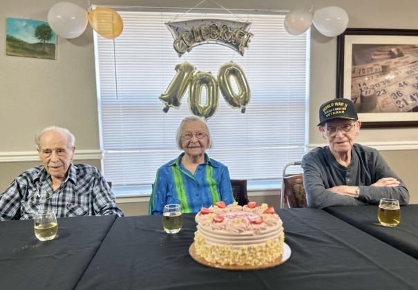 The exclusive '100 Club' at Marble Falls Gateway Gardens &amp; Gateway Villas, from left, are Robert Fannin, Anne Huff and Kenneth Lindow. Contributed/Cheyenne Jordan