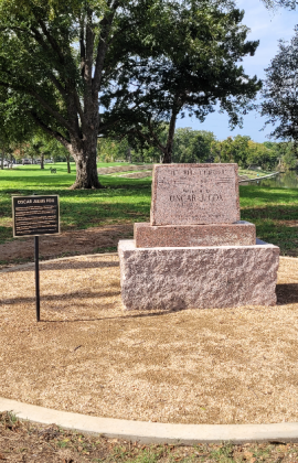 The monument to the “Cowboy Composer” was originally located on U.S. 281 just south of the Marble Falls bridge.