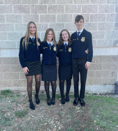 The Ag Issues Team who earned 12th place at Area were, from left, Payton Dunk, Avrie Wallace, Kenadi Dalton and Jonathan Leflet.