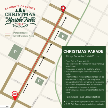 Temporary road closures will occur to make room for the Light-up Christmas Parade. Contributed graphic