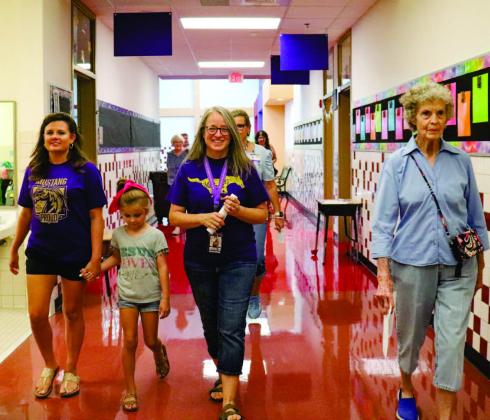 Prayer Warriors JoCarol and Vannah Thornblom, MFES Art teacher Marcia McMillan, Jen Graves prayed throughout the halls of Marble Falls Elementary School Tuesday afternoon. See more photos on 6A. Martelle Luedecke/Luedecke Photography