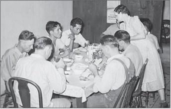 In 1939, this is what a noon dinner looked like in a family restaurant in Muskogee, Oklahoma. The price of this dinner was fifteen cents.