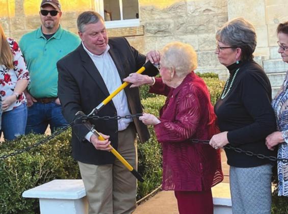 La Vonna (Vonnie) Rea Riddell Fox was among attendees who assisted Burnet County Judge James Oakley with the grand opening ceremony of the refurbished Historic Jail on Thursday, Feb. 10 at the site, which will now be used as a visitors center and museum. 