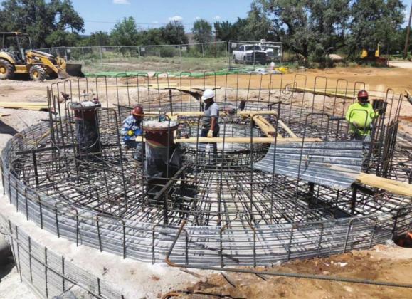 Construction is progressing on the elevated water storage tank at Bluebriar Drive in Granite Shoals. City officials said the site no longer looks like a swimming pool and will look more like a water tank in the coming weeks. Contributed/City of Granite Shoals