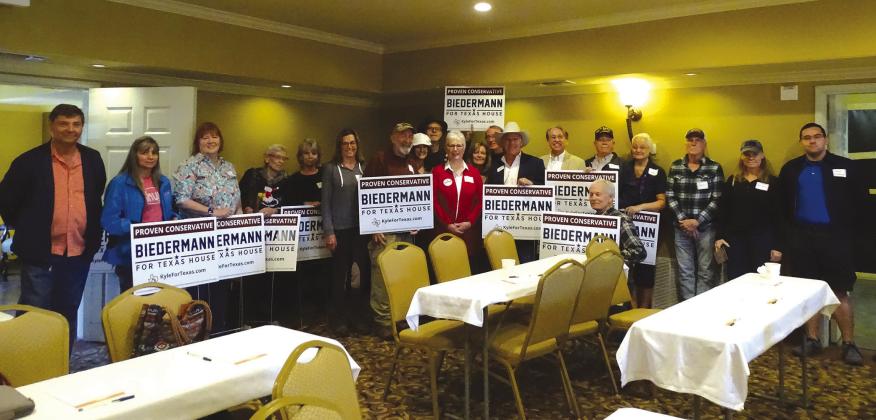 Among dozens of attendees, several showed their support for Kyle Biedermann, who is seeking the Republican nomination of the HD-19 State House of Representatives race.