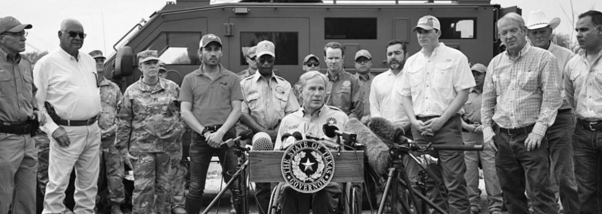 Gov. Greg Abbott held a press conference in Del Rio on Sept. 21 where he vowed to continue surging state resources to secure the border. Contributed