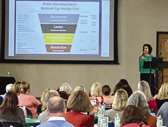 Sarah Garrett, founder and CEO of the Phoenix Center, made a presentation which included information about brain development Oct. 10, during the World Health Day event in Marble Falls.