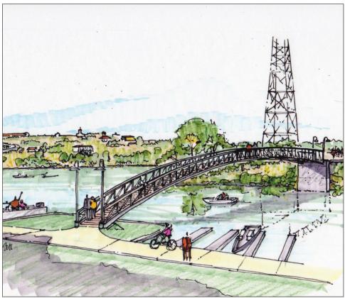 New crossings are to be built over Backbone Creek, including one near the confluence of Lake Marble Falls. Contributed rendering/Marble Falls EDC