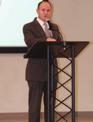 Marble Falls EDC Executive Director Christian guided introduction to speakers at the event on Sept. 3 in Marble Falls.