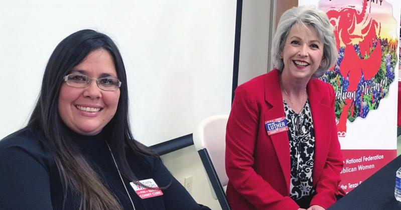 County clerk Republican primary candidates, from left, Vicinta Stafford and Sara Ann Luther were invited to introduce themselves to more than 100 attendees at a forum Jan. 13 at the Reed Building in Burnet. Contributed/Mary Jane Avery