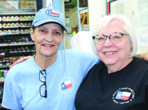 Raymond V. Whelan/ The Highlander (Left) Hoover Valley Country Store Manager Sara Donohoo and Office Manager Neva Page were happy to sell a lottery ticket worth $4 million to an unknown customer near Burnet last week.