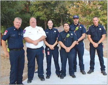 First responders who attended the Rotary Club's 2023 9/11 memorial ceremony included Marble Falls Fire Rescue fire engineer Kelly Oestreich, Assistant Chief Coy Guenter and firefighters Bailee Hasenpflug Hunter Cavazos, James Kleinmeyer and Ross Moore.