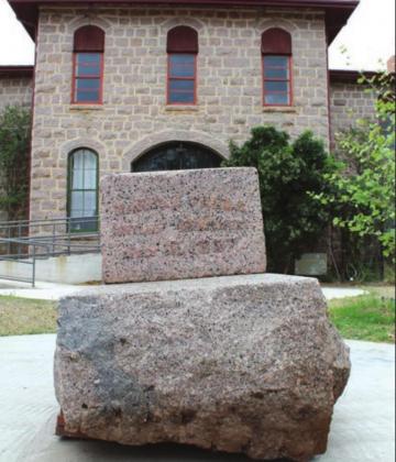 The Founder Stone originally was placed near what is now the site of the Chili’s and River City Grille on the shores of Lake Marble Falls and now has a new home at the museum. Connie Swinney/The Highlander