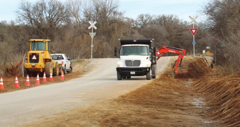 Work is underway in a section of CR 121 in Burnet County, big trucks from aggregate mining companies log a good amount of drive time. F e photo