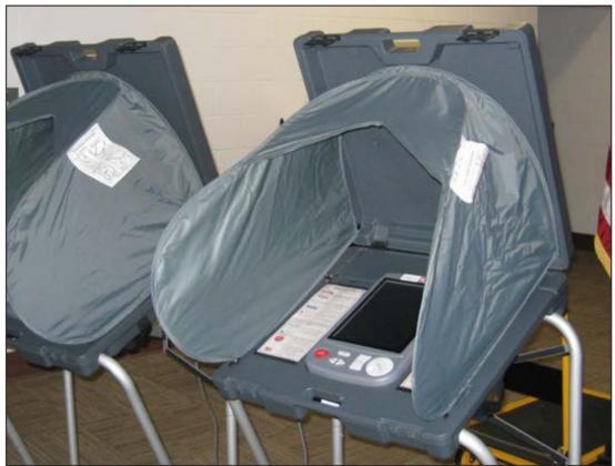 Two voting booths were on display during poll worker training Jan. 31 in Burnet at the AgriLife Auditorium Raymond V. Whelan The Highlander